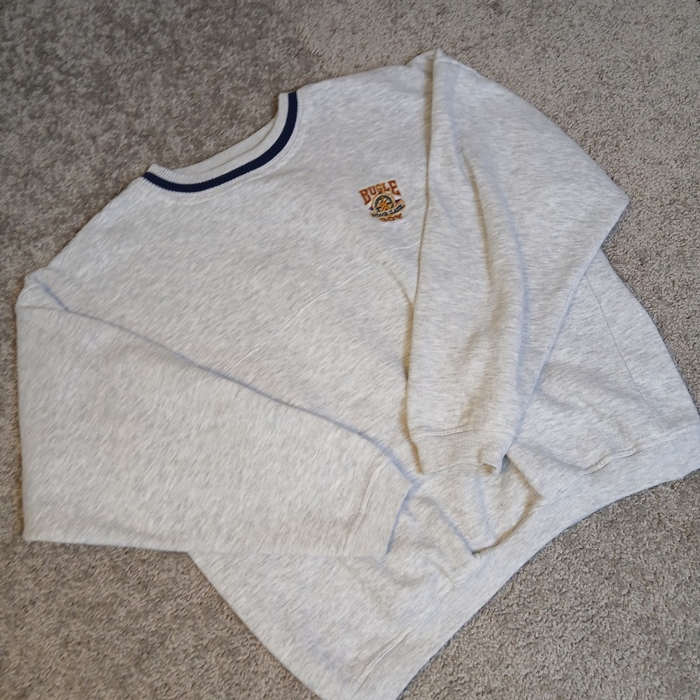 Vintage Bugle Boy Core Basic Grey Crewneck Sweatshirt XL Embroidered Logo